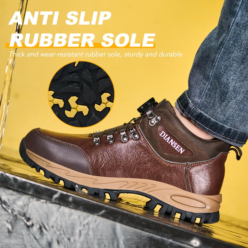 Rotary Buckle Men's Work Shoes Leather Warproof Protective Shoes Safety Industrial Puncture-Proof Anti-Smash Steel Toe Shoes