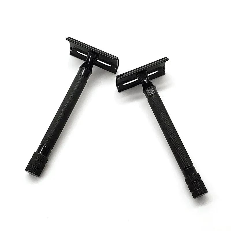 Double Edge Safety Razor for Men Adjustable Classic Shaver with Small Brush Mild Hair Removal Face Razor