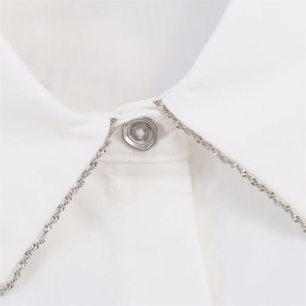 Winter 2025 European & American Style Beaded Lapel Poplin Shirt