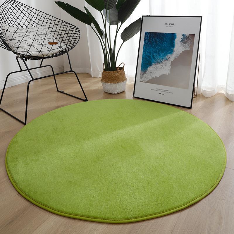 

Thickened Floor Mat Carpet Living Room Coffee Table Mat Memory Cotton Foot Mat diameter 40cm (coral velvet) трава зеленый