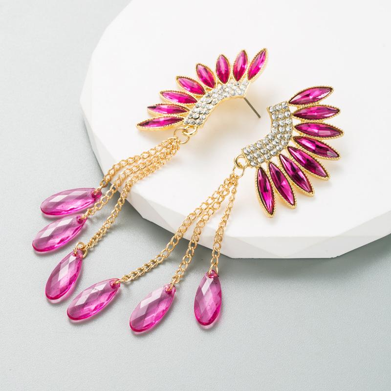 Women's Earring Tassels Long Wing Alloy Rhinestone Temperament Premium Drops Earrings