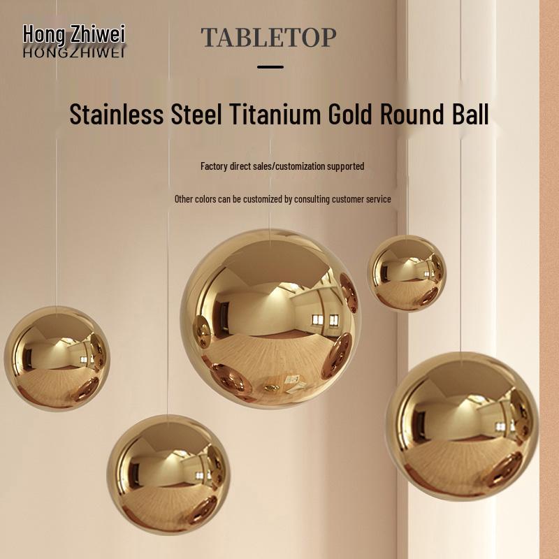 Large Mirror-Finish Titanium Gold Stainless Steel Decorative Sphere 25mm Titanium Gold Ball