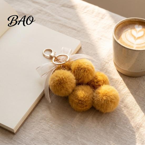 Fruit Bag Charm Plush Grape Keychain for Handbags, Fuzzy Cluster with Bow, Decorative Fluffy Ball Keyring Backpacks and Purses Accessory