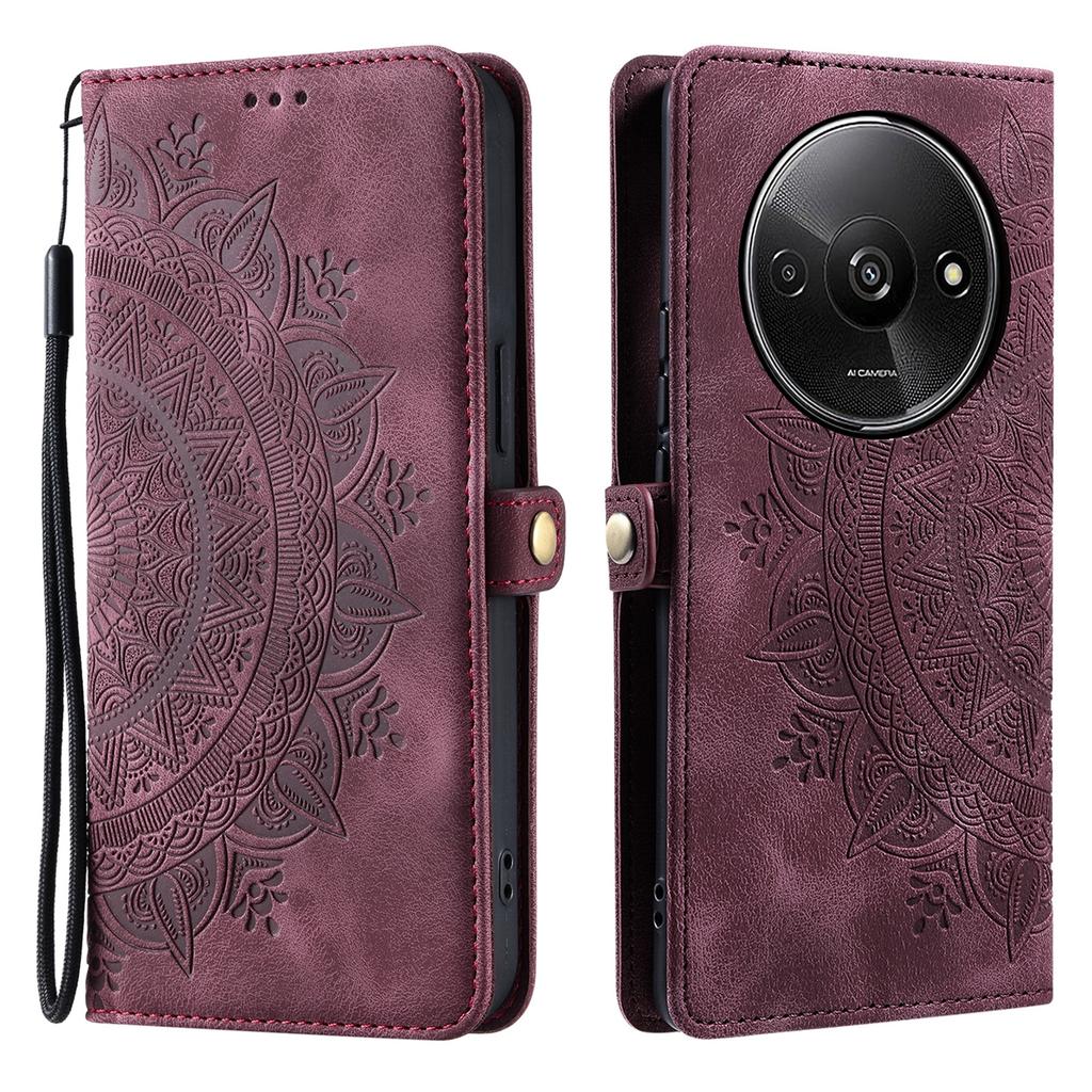 Style 016 For Xiaomi Poco C61 4G/Redmi A3 4G Case Skin Feel Totem Imprinted Wallet Leather Phone Cover