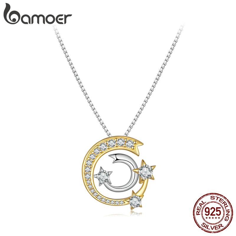 Collana Donna Argento 925 Con Ciondolo Stella E Luna - Giardino Delle Meteore - Regalo Elegante
