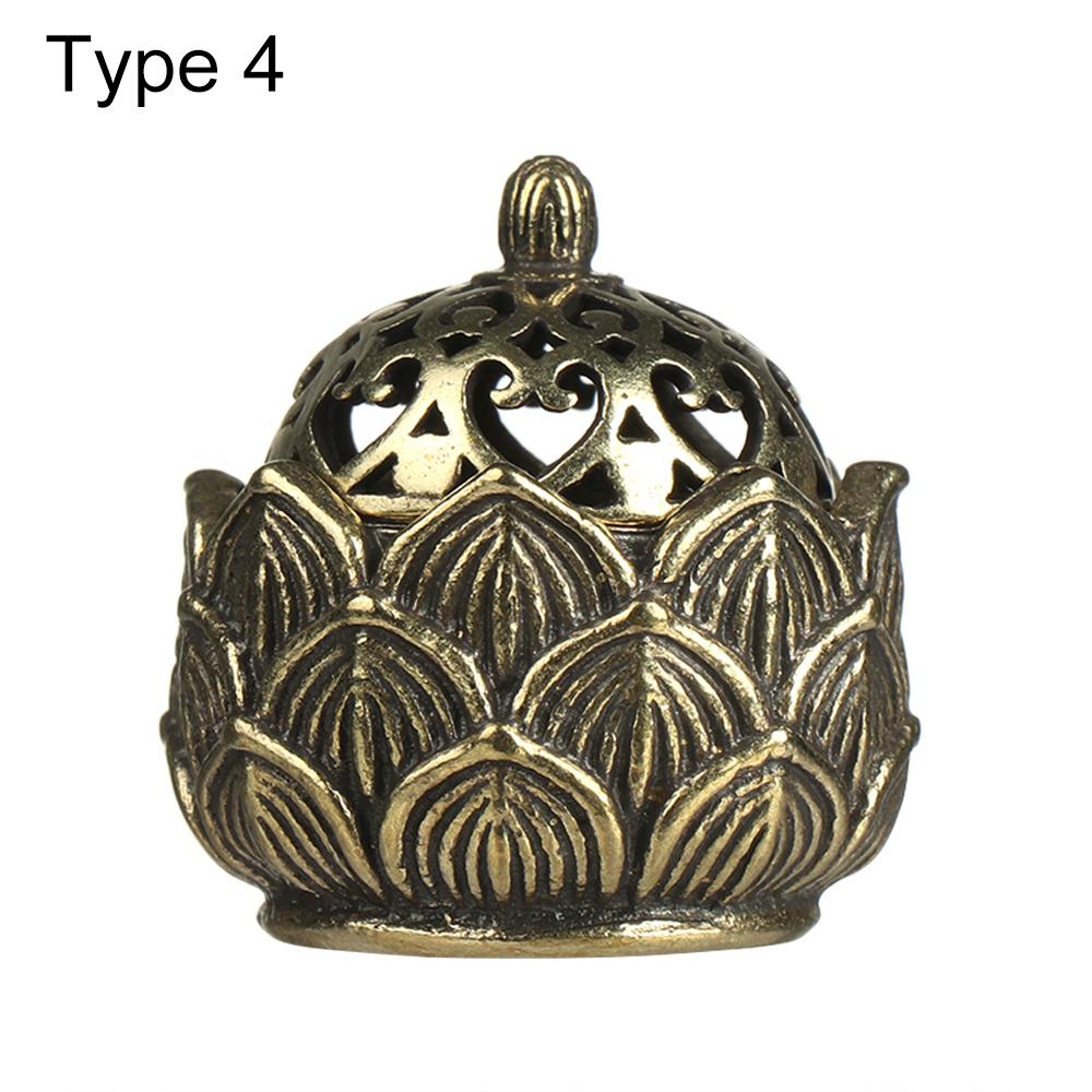 Gift Home Decoration Cense Stick Holder Hollow Lotus Mini Qilin Head Retro Brass Censer Incense Burner