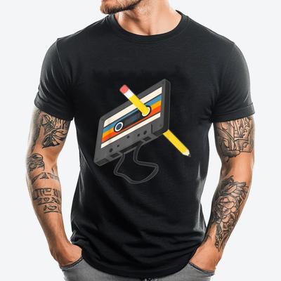 Retro Cassette Tape Pencil 70 80 90 Music Mixtape Teeshirt Mens Gifts Camisetas Hombre Gift