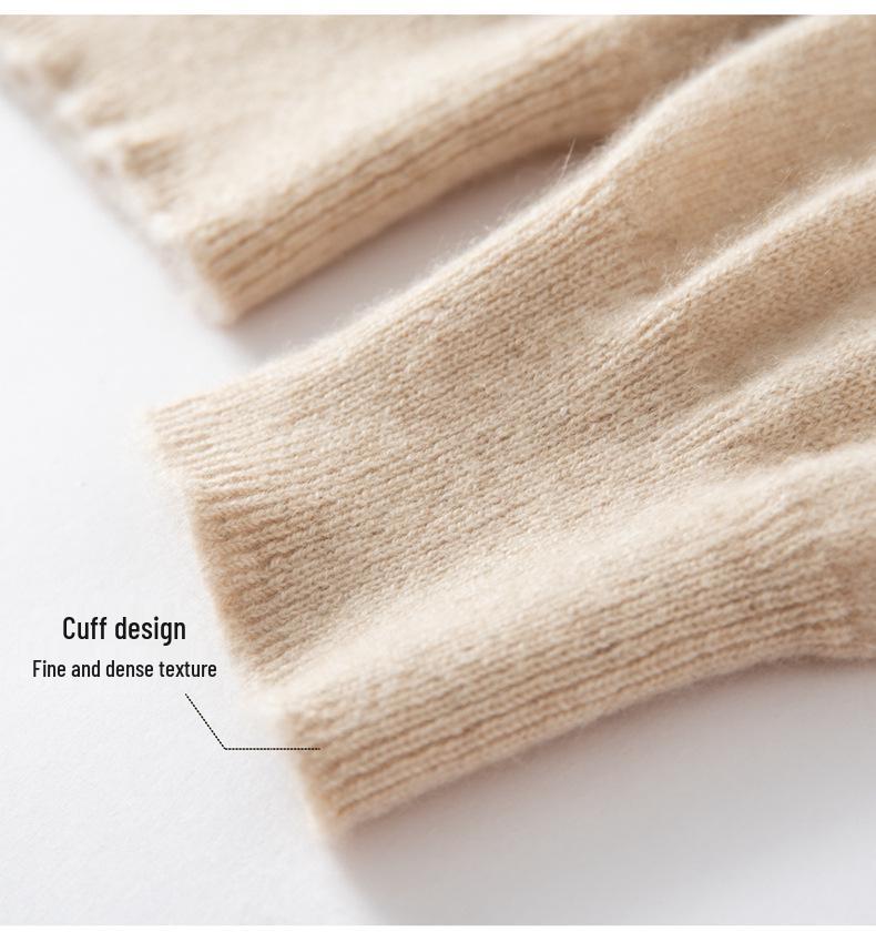 Women’s Pure Cashmere Half-High Neck Seamless Knit Sweater - Long Sleeve Base Layer for Autumn/Winter