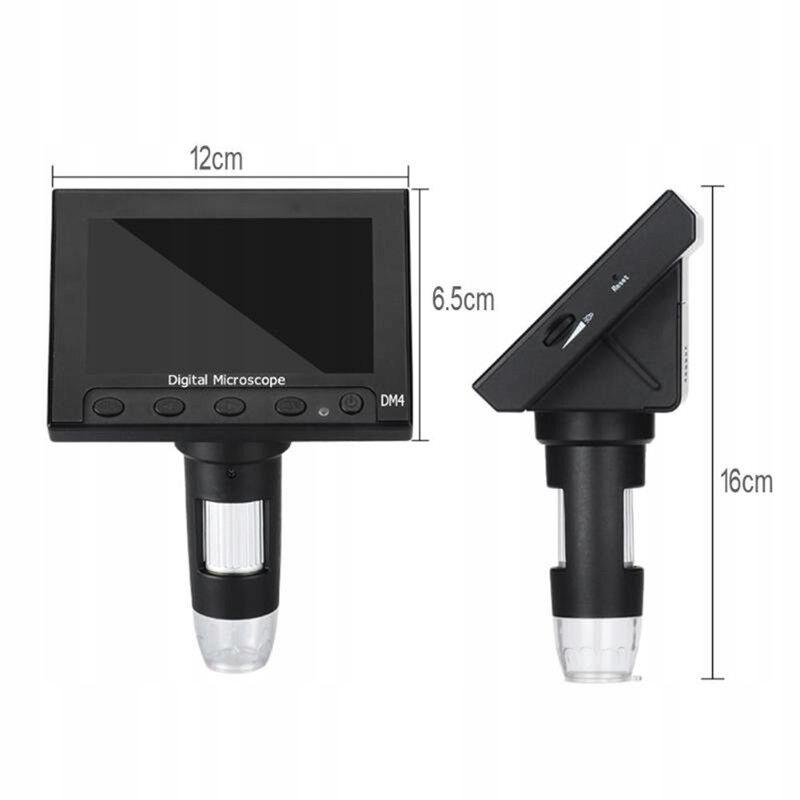 Rosfix Mikroskop Cyfrowy Z Wyświetlaczem 4,3"" DM4-Z01B019 – Powiększenie 50X–1000X | 8 Diod LED | Połączenie Z PC