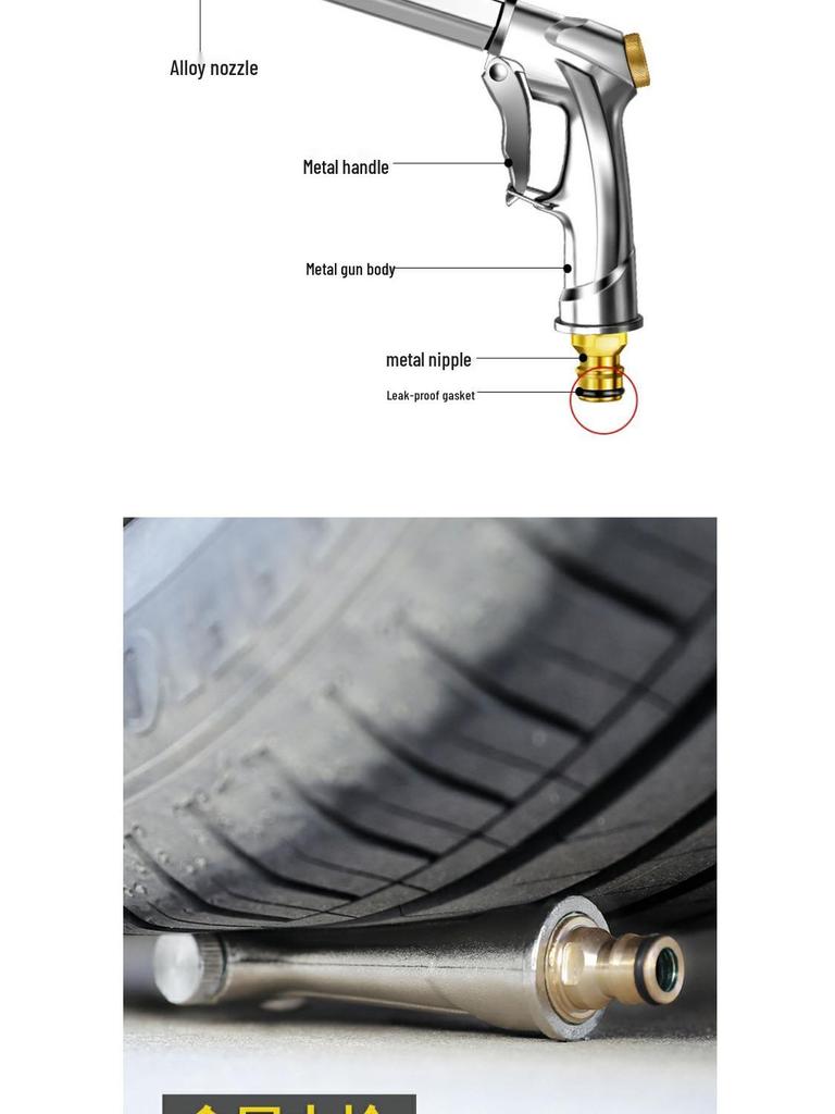 Hochdruck-Metall-Wasserpistole für Auto- und Bodenreinigung - Leistungsstarkes Sprühdüse