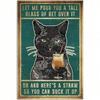 Metal Wall Art Poster, Black Cat Retro Style, for Home Bar Garage