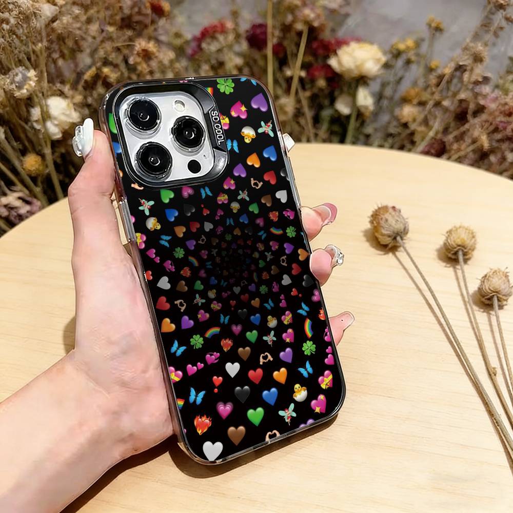 Funny emoji Phone Case For iPhone 17,16,15,14,13,12,11 Plus,Pro Max,XS,Colored Silver Plated Inside Cover