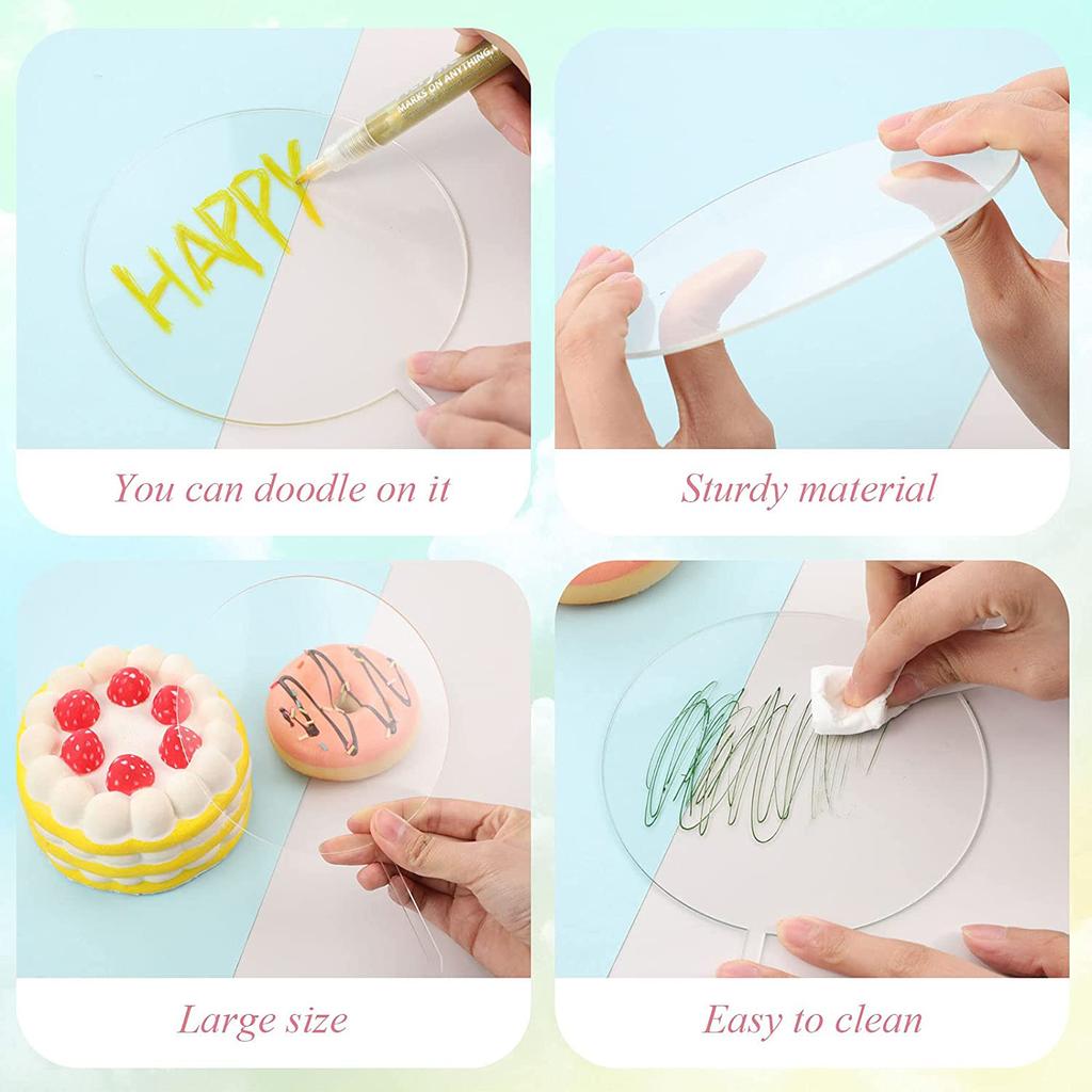 15pcs DIY Cake Tool Birthday Acrylic Cake Topper Blank No Texts Acrylic Board For Baking Wedding Cake Decorations Tool Indicator