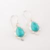 Blue Turquoise Gemstone 925 Stamped Silver Jewelry Handmade Girls Earrings 1.6" EE-163-23