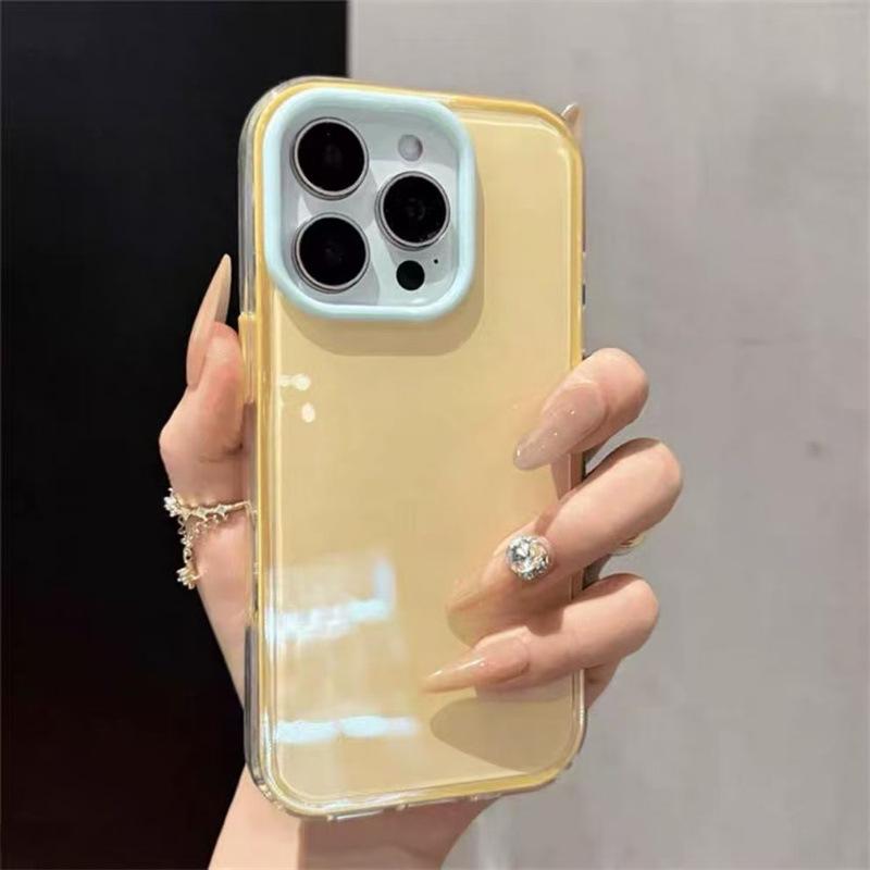 

Color Block Jelly Case for iPhone 17/16/15/14 Pro 15 Pro 6.1 inch жёлтый