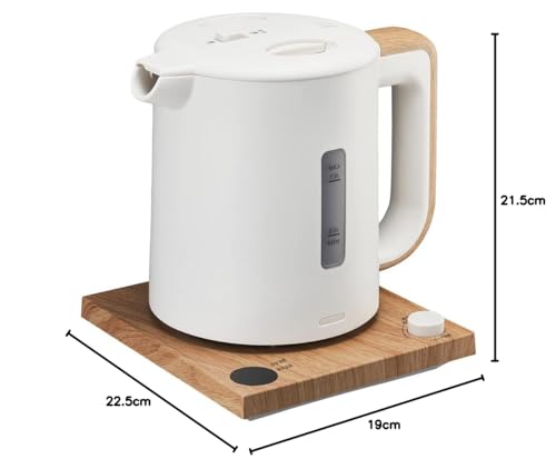 Doshisha Electric Kettle, Temperature Adjustable (50-100°C in 1°C increments), Keep Warm (30 minutes at set temperature), Natural Wood