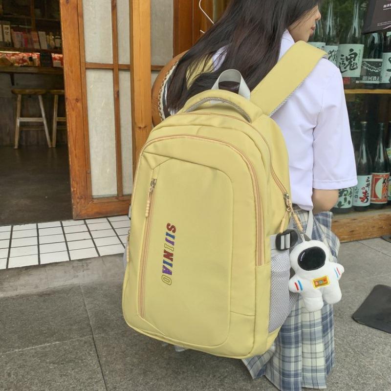 School bag for female junior high school students Simple and versatile college students Waterproof backpack ins Large capacity high school student b
