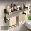 Bathroom Shelf, NoDrill Aluminum Wall Mounted Organizer, Towel Rack Gun Grey 37cm