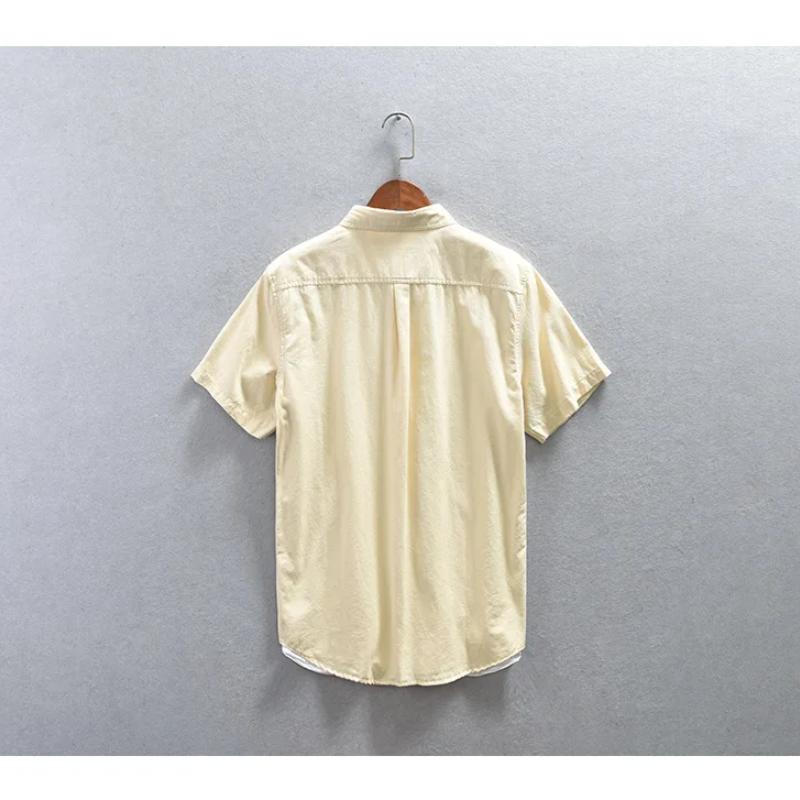 Summer Men Short Sleeve Shirts Daily Casual Loose Shirt Lapel Pure Cotton Button Up Shirt Simple Style Versatile Men's Tops