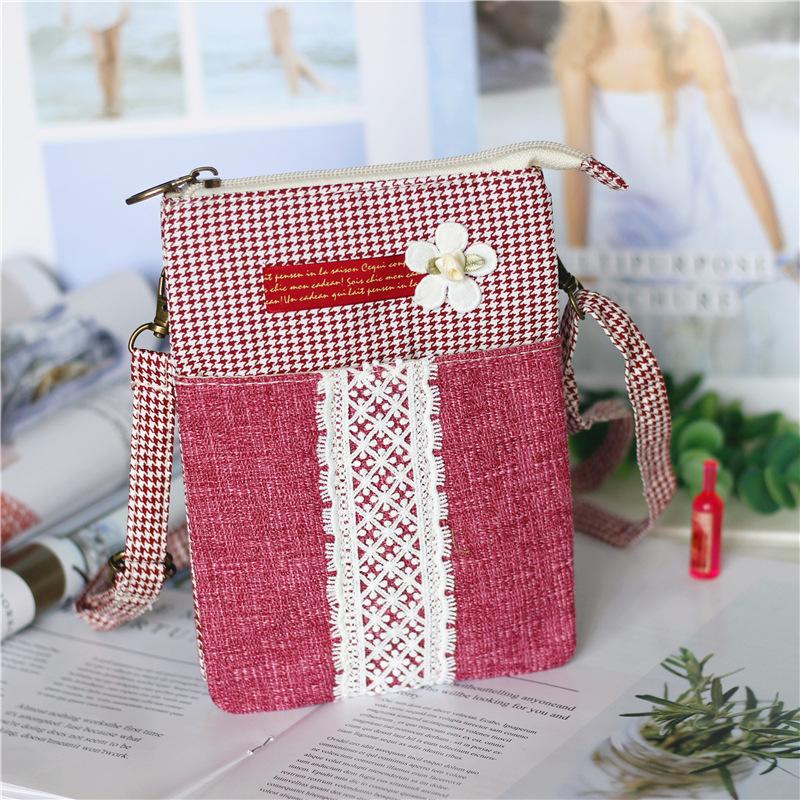 Boho Leinwand Handy Umhängetasche Ethnisches Stammesmuster Handytasche Verstellbarer Schultergurt Kleine Reise-Pass Tasche für Damen