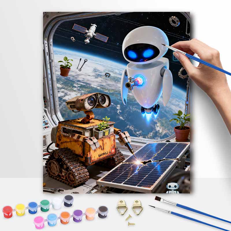Disney Robot Space Adventure Oil Paint Digital Painting Art Kit FillIn Painting Home Decor