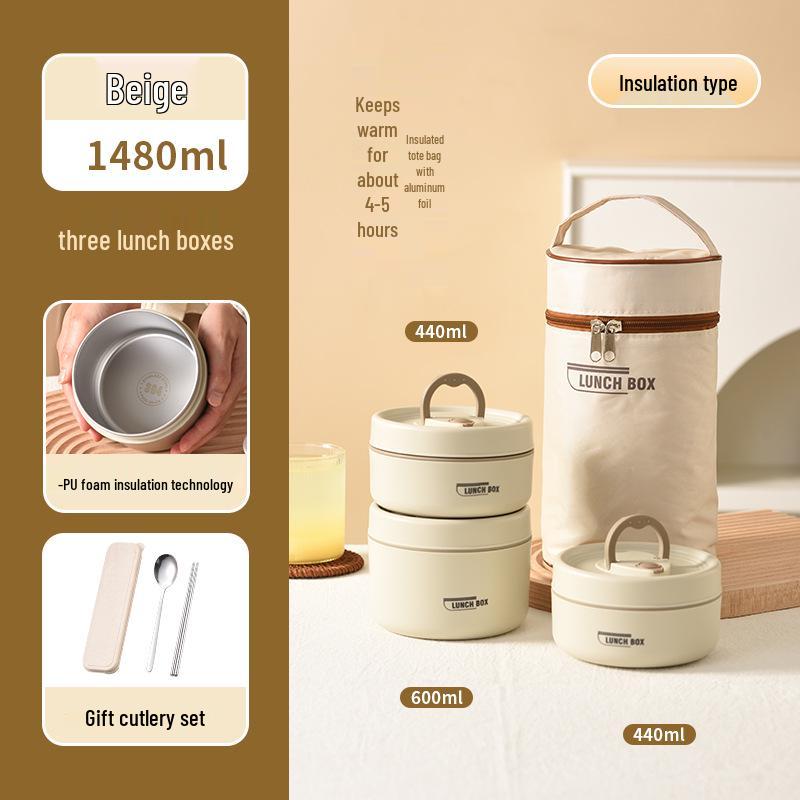 304 Stainless Steel Leak-Proof Multi-Layer Insulated Lunch Box for Office Workers & Students, Microwave Safe & Portable