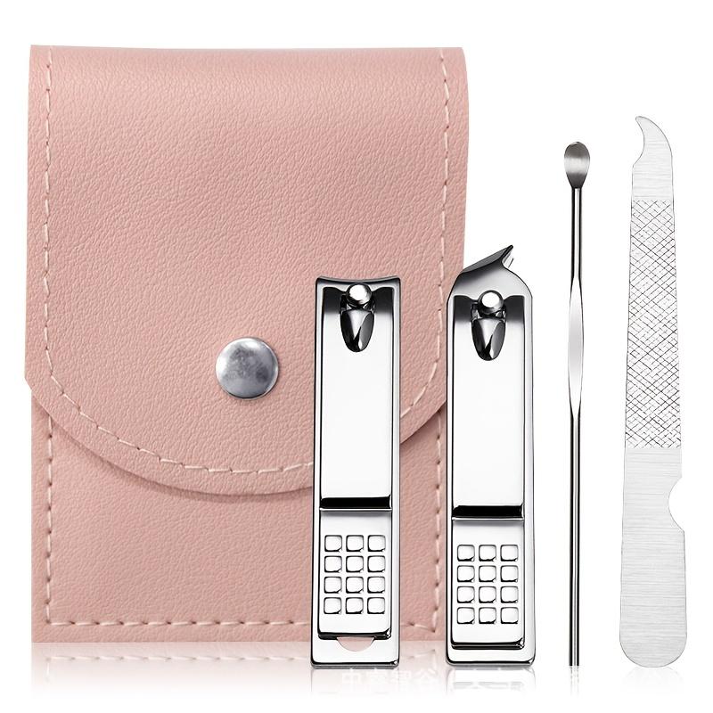 

Portable Stainless Steel Nail Clipper Set – Travel Manicure Kit with Storage Bag, Nail File & Dead Skin Tool. розовый