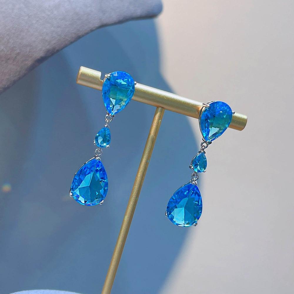 Moissanite Drop Earrings for Women Fashionable Colorful Gemstone Dangle Earrings Multi Color Series Jewelry