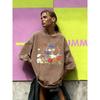 Flowers That Absorb Sunlight Print Washed T Shirt Women Summer Breathable Short Sleeves Cotton Loose Streetwear T-Shirt