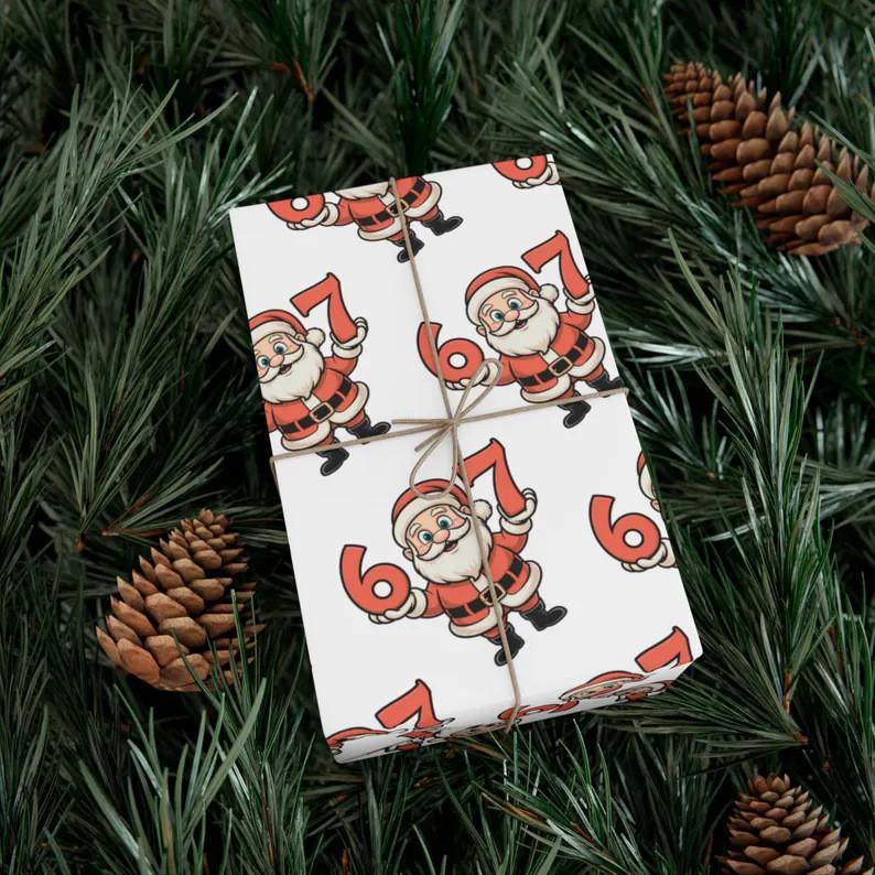Christmas Gift Wrap Selfadhesive Paper With Santa And Reindeer Design For Holiday Packaging