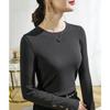 Crew neck bottoming shirt women's inner warm autumn and winter black long-sleeved t-shirt women's imitation cashmere top