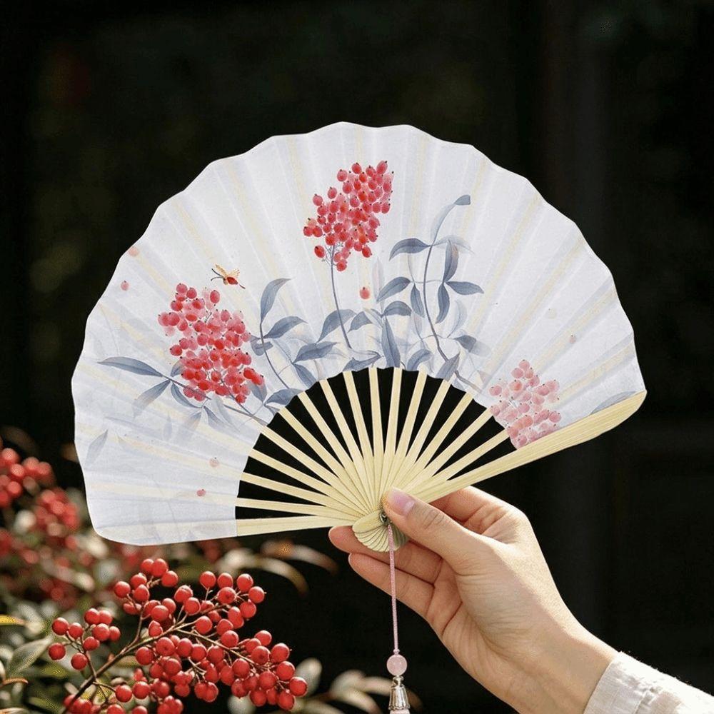 New Chinese Style Folding Fan Vintage Handheld Fan Creative Shell Shape Fan Photography