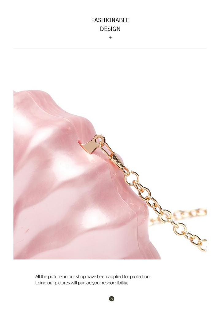 Women's Stylish One-Shoulder Crossbody Bag: Irregular Shell Acrylic Clutch for Weddings & Banquets