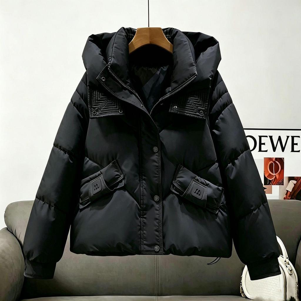 Women's Short Thickened Hooded Cotton Jacket - Winter 2026 Warm Loose Outerwear