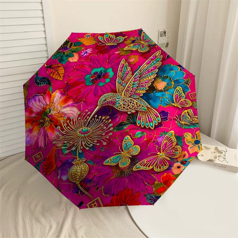 

1PC Hummingbird Butterfly Umbrella-8-Rib Reinforced Portable Folding Travel Suitable for All Seasons Outdoor Daily Use Is an Ideal Choice -K0400