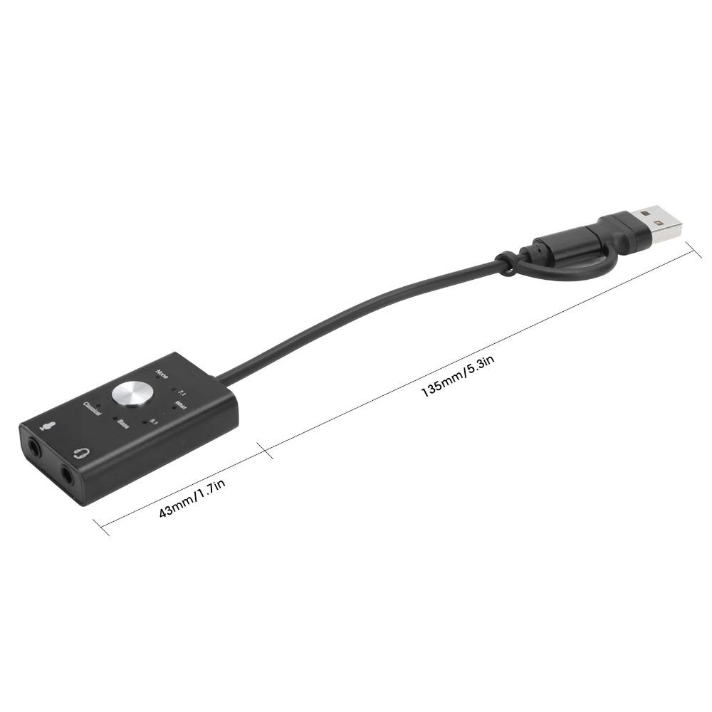 7.1/5.1 Surround Channel TypeC to Audio Sound Card USB Audio Adapter Desktop Computer