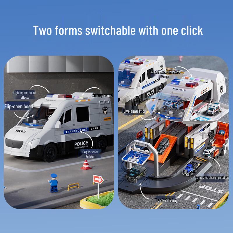 Wild Knight Transforming Police Car Track Toy Set