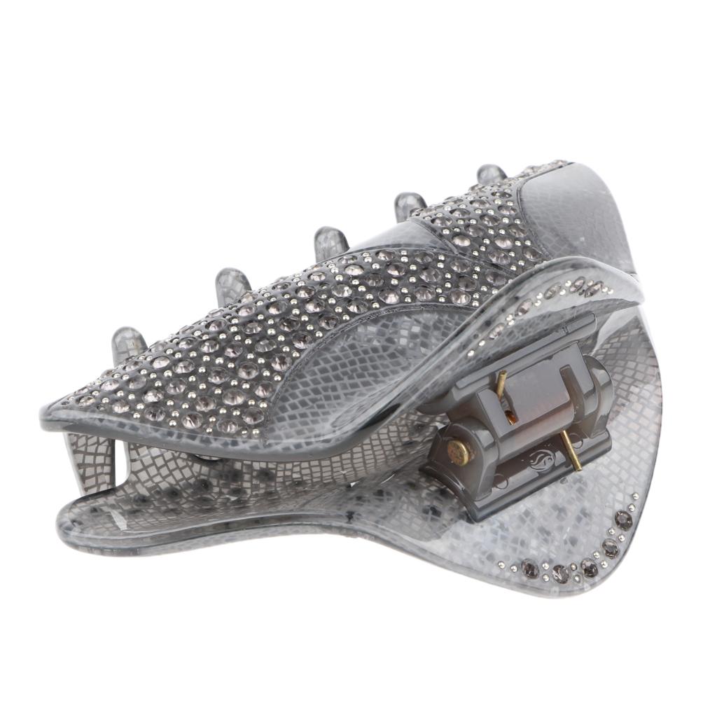 Fashion Rhinestone Spring Hair Clamps , Gray, As Described