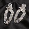 Elegant Silver Needle Diamond Tassel Water Drop Stud Earrings – Luxury, Fashionable Ear Ornaments for Women
