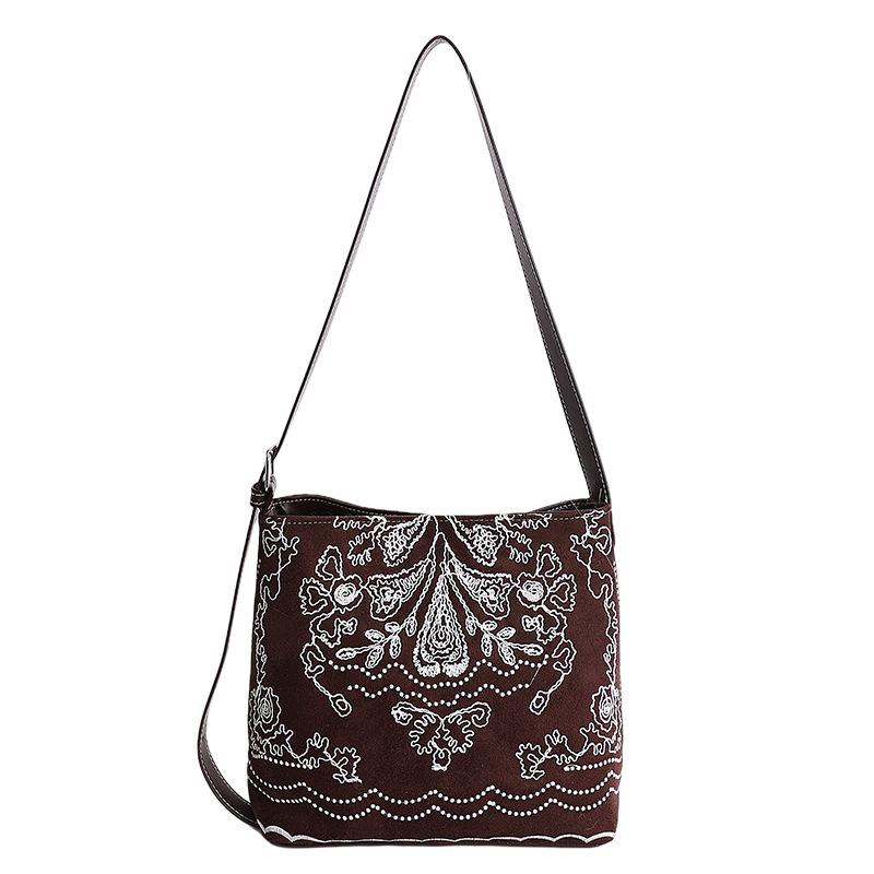 Embroidered Floral Crossbody Bag with Long Strap Fashion Shoulder Bag