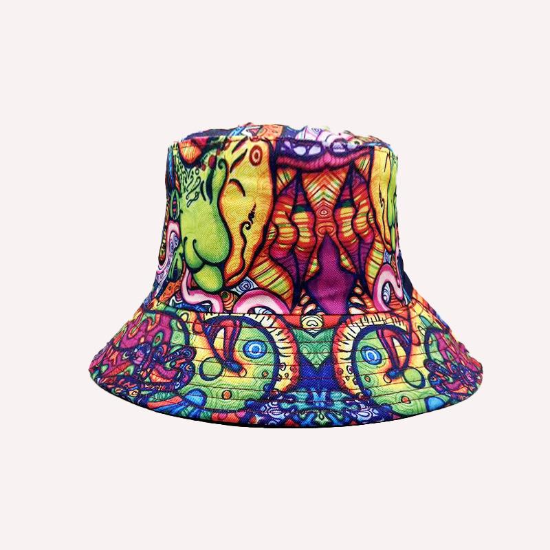 Hot-selling Personalized Digital Printing Bucket Hat European and American Fashion Short Brim Sunshade Basin Hat Spot