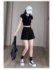 Women's 2024 French A-Line Black Summer Shorts - High Waist, Thin, Loose, Wide-Leg Design