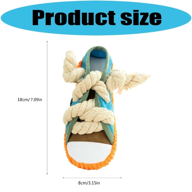 Squeaky Shoe Dog Chew Toy For Various Size Breeds Teething and Chewing Strong Tug War Rope Pet Indoor Activity Toy