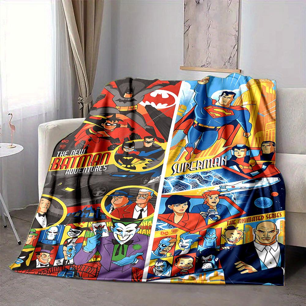 

1pc Batman Adventures Superman Animated Series Flannel Throw Blanket Lightweight Soft Warm All Season Blanket for Sofa, Bed, Travel,L1028139 80x120cm