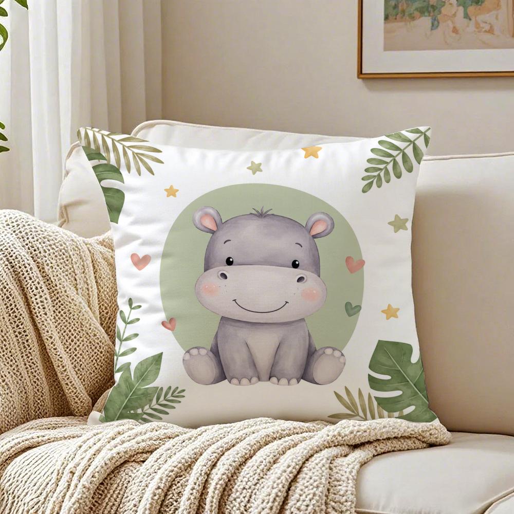 Cute AnimalPrinted Pillow Case Breathable Organic Short Plush Cushion Covers Machine Washable WrinkleResistant Soft Durable