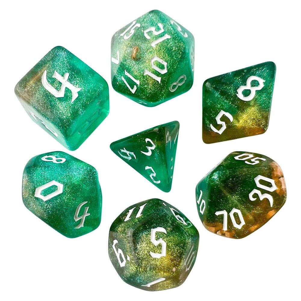 DND Cubes Dice RPG Dice Amazing Colours Mixing Fantasy Starlight Effect Unique Retro Font Styles For Roll Playing Card Games