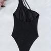 European And American Solid Color One-Piece Swimsuit Female Sexy Shoulder Show Straps Beach Bikini