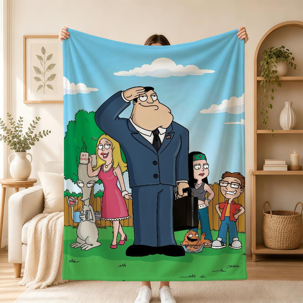 American Dad Cartoon Blanket For Soft Warm Knee For Bedroom Living Room Bed Sofa Camping Picnic Office Gift