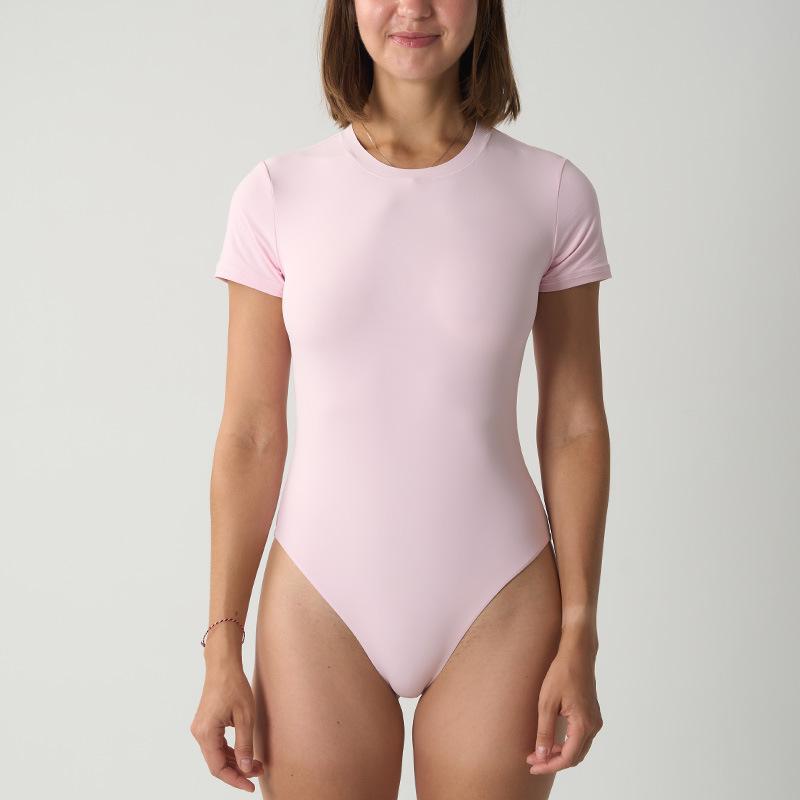 Kurzärmiger einteiliger Body All-in-One Body mit Schlankheitswirkung im Pilates-Stil Yoga-Body mit Nude-Effekt