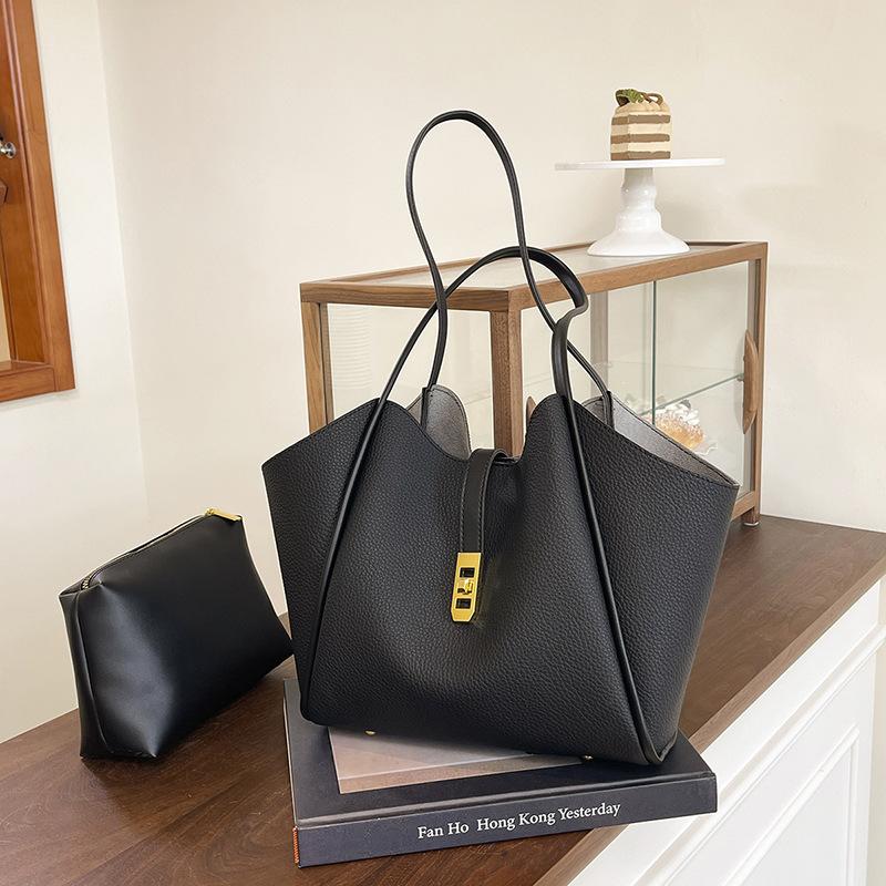 Large-capacity Simple Handbag Bag Women's New Fashion Contrasting Color Shoulder Underarm Bag Commuter Tote Bag
